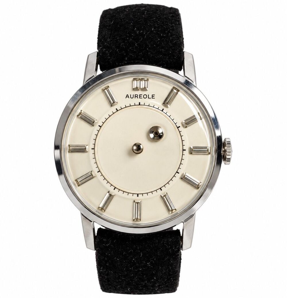 Aureole Vintage Swiss Made Mechanical Manual Wind Watch Black Band w/ Box